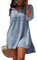 Rayson Women's Dress Bikini Cover Up Chiffon Beachwear Button Shirt V Neck Beach Swimsuit Loose Blouse Chic for Summer Holiday(Blue)