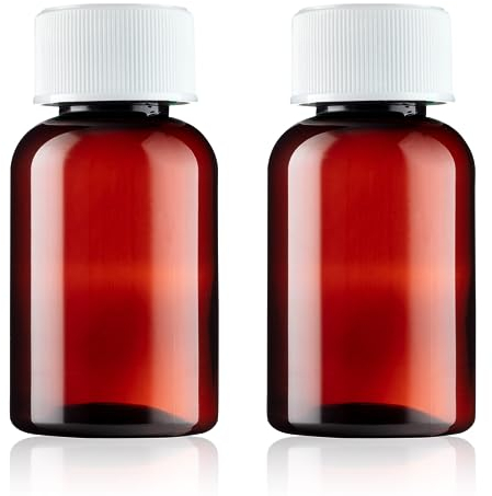 Pilulier médical en plastique de 50 ml, 2 petits flacons de 50 ml avec bouchon de sécurité enfant.