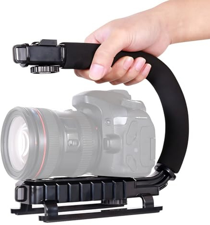 Video-Action-Stabilisierungsgriff, Universaler U-förmiger Griff für DSLR-Kamera-Camcorder, mit Hot-Shoe-Halterung