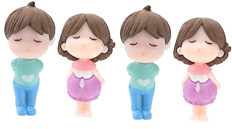 Amosfun 2 Sätze Paar Ornamente Dekorationen Präsentieren Desktop-dekor Hochzeitsdekoration Cartoon-paar-statuenverzierung Junge Puppen Pvc-kunststoff Armaturenbrett Partnersuche Chris