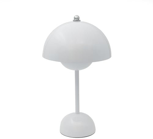 Luxus - Tischlampe Touch Deluxe - Josephine - Weiß - H30 x Ø16 - Terrassenlampe - Schreibtischlampe - LED - Wiederaufladbar - Dimmbar - Kabellos - Tischlampe für innen und außen
