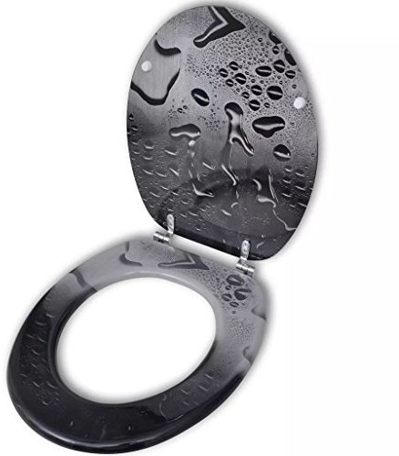 Homgoday Toilettendeckel aus MDF mit Wassertropfen, Deckel für WC-Sitz, WC-Deckel