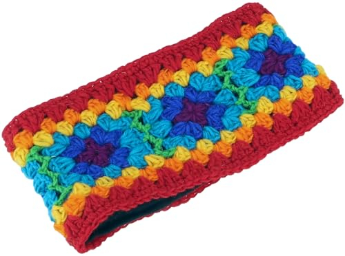 GURU SHOP Buntes Häkel-Stirnband aus Schurwolle, Herren/Damen, Regenbogen, Size:One Size