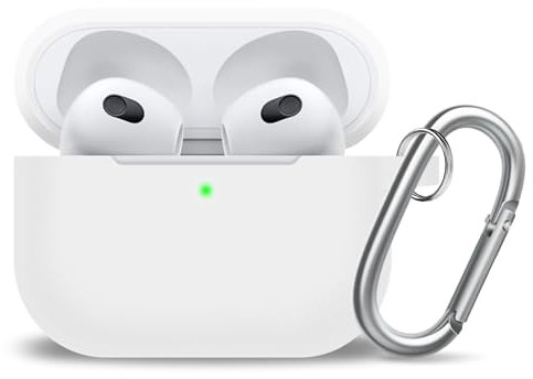 MOLOPPO Custodia per AirPods 3, accessori protettivi in silicone, con portachiavi e penna per la pulizia, compatibile con Apple AirPod di terza generazione 2021, per donne e uomini, LED frontale
