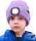 ATNKE Kids LED Beleuchtete Mütze mit Licht,Wiederaufladbare USB 4 LED Laufmütze Extrem Heller Lampe Winter Warme Stricken Mütze Großartig Geschenke für Jungen und Mädchen/Taro Purple