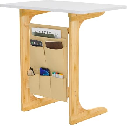 Exabang Beistelltisch C Form, Wohnzimmer Table, 60 x 40 x 63 cm, Nachtkästchen Sofatisch Laptop Couch Kaffee Tisch Side Table