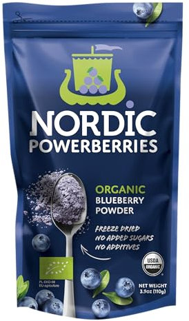 Poudre de myrtilles sauvages bio nordiques – Poudre lyophilisée de myrtille parfaite pour smoothie, petit déjeuner, yaourt et plus encore