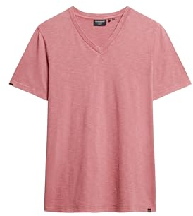 Superdry Herren T-Shirt aus Flammgarn mit V-Ausschnitt Mesa Rosé Pink L