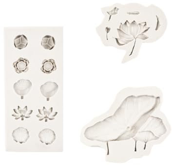 Fondant Formen 3 Stück Lotusblatt Lotus Koi Fondant Kuchen Kuchen Lotusblume Schokolade Silikonform Grau