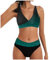 SHINEHUA Damen Bikini Set Wickeloptik Lace Up Bikini Set Neckholder Bikini Oberteil High Waist Wickel Bikinihose Tiefer V Ausschnitt Sportlich Zweiteiliger Strandbikini (A1-Green, XXL)