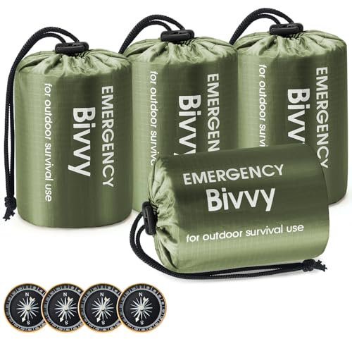 Esky Notfall Biwaksack, Notfalldecke Schlafsack Hitze und Kälteabweisend Wasserdicht Leicht Notfall Schlafsack Mit Pfeife und Kompass Ideal zum Zelten Wandern und Abenteuer im Freien