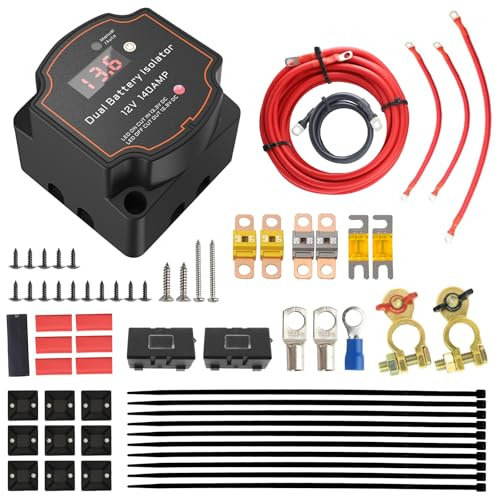 12V/140A BSR Trennrelais, Dualer Batterietrenner VSR, Vollautomatisches Batterie Trennrelais mit LCD Display, Spannungsempfindliches Relais für Auto, Wohnmobil, LKW, SUV, ATV, Boote