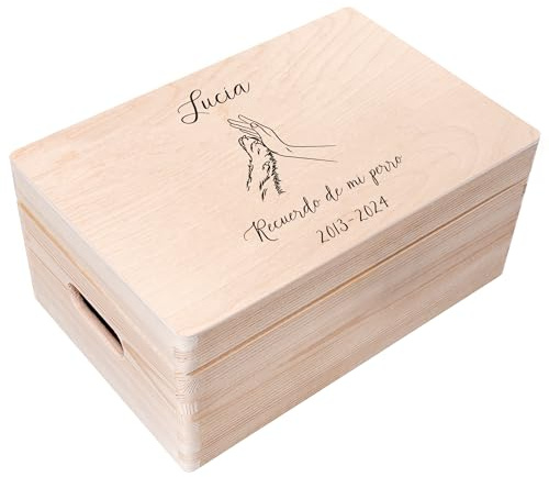 Creative Deco Trauerkiste Erinnerungsbox Katze Hund | Trauer Personalisiert | mit Wunschtext | Aufbewahrungsbox für Tierspielzeug Fotos | In Gedenk, Andenken an Verstorbene | Geschenkbox