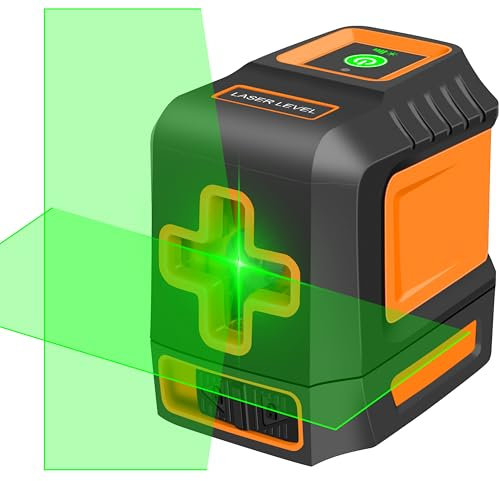 S.Fine Nivel Láser Autonivelante en Cruz, Láser Verde con Brillo Ajustable, Herramienta Duradera IP54 para Colgar Cuadros, Baldosas, Construcción, Bricolaje y Reformas del Hogar