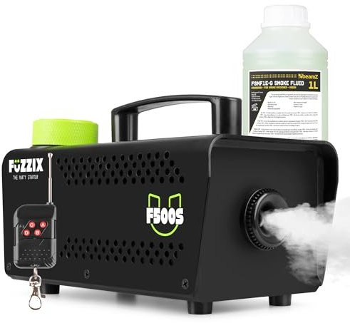Fuzzix F500S - Nebelmaschine Mini mit 1L Nebelfluid, Smoke Machine mit 500 Watt, Rauchmaschine Party für Hochzeiten, Nebelmaschine Halloween, Fog Machine für Hochzeit, Partys, Bars