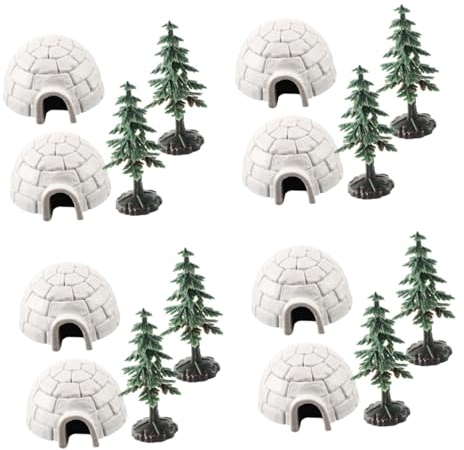 TOYANDONA 4sätze Miniaturnes Mit Realistische Dekoration Für Weihnachten Eishausfiguren Und Mini Weihnachtsbäumen Für Sandtisch-landschaften Und Festliche Anlässe