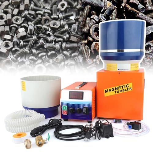 agreilduite Magnetic Tumbler Grinding Polishing Cleaning For Metal Parts/Jade/Jewelry,Jewelry Polisher Finisher Machine With Dry & Wet Polishing Bucket,3l Capacity/0-360 Rpm/With Control Panel