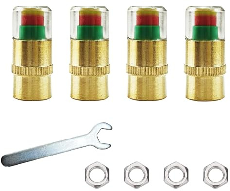 Vonmerie 4Pcs Premium, diebstahlsichere Auto-Ventilkappen，Autoreifen Ventilkappe, Reifendruck Melder, Warnung Sicherheit 3 Farben Sensoranzeige，für Autos, Motorräder, Fahrräder, Roller.(Kupfer)