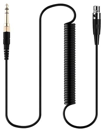 Earmax Câble à ressort OFC 6,35 mm 3,5 mm vers Mini XLR 3 broches compatible avec AKG Q701 K240S K371 K275 K245 K181DJ K272 K267 K701 K702 Pioneer HDJ-2000 2000MK II H1188 H128 Écouteurs