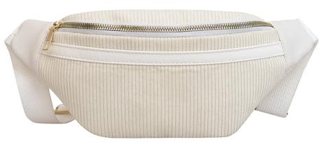 Konxi Damen Cord Crossbody Bag, Cord Bauchtasche für Damen Herren, Bauchtasche Umhängetasche Klein, Einstellbare Bum Bags aus Corduroy für Outdoor Sport Reise (Beige)