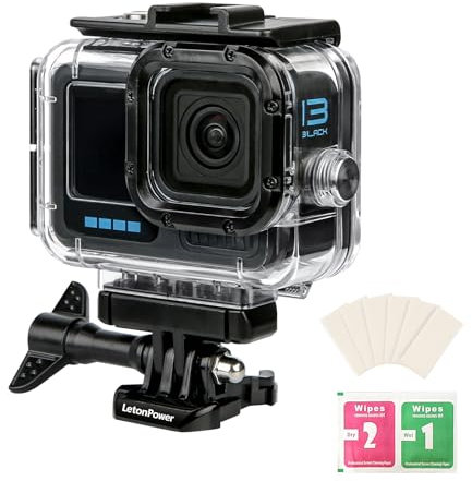 LetonPower Custodia subacquea impermeabile per GoPro HERO13/12/11/10/9 Black - Custodia subacquea 60M con supporto magnetico, accessori per custodia subacquea protettiva