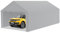 LZQ Tente de garage, 4 x 8 m, avec bâche en polyéthylène, renforcement du toit, parois latérales amovibles, cadre de sol, abri robuste pour voiture, SUV, camion (gris)