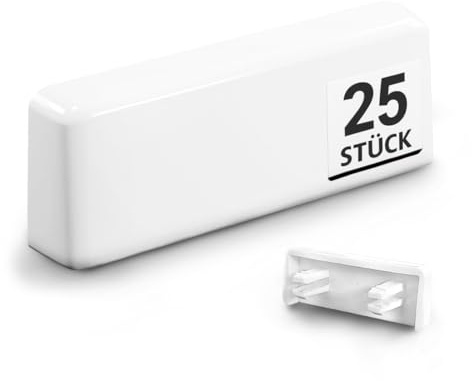 VOOXA - Tappi ad acqua per finestre, rettangolari, RAL9010, per fresature a taglio da 25 – 35 x 5 mm, 25 pezzi