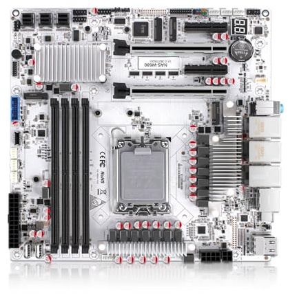 SJRC W680 NAS Motherboard Micro ATX 12 Bay, 10 GbE & Dual 2.5GbE RJ45 LAN, LGA 1700 mATX PC Mainboard 4 x DDR5, 3 x NVMe Server Board, PCIe5.0 x16, vPro, 8G DDR5 RAM 128G SSD