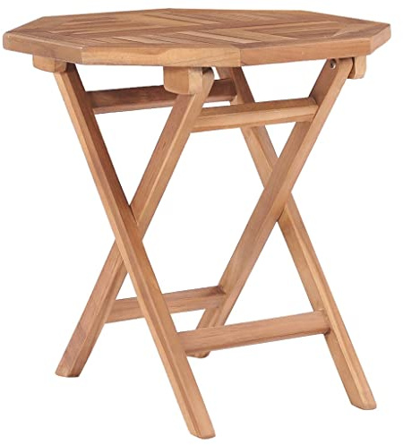 QUAHEAS Gartentisch Klappbar 45x45x45 cm, Massivholz Teak, wetterbeständig, Outdoor Beistelltisch für Terrasse, Balkon, Garten, platzsparend