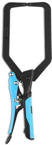 OX Pro Auto Adjust Long Reach C Clamp - 10/254mm, Heavy Duty Steel, Patented Locking Mechanism, TPR Comfort Grip Handle, Perfect for Welding, Wood & Metal Working, OX-P204402