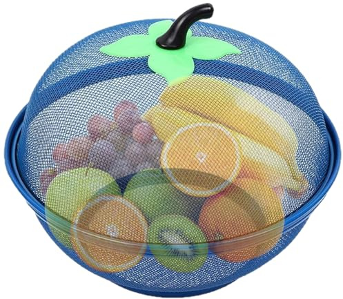 Apfelförmige Obstschale aus Metall mit Deckel, feinmaschiger Obstkorb für die Küche, Gemüse, Snacks, Schüssel, Aufbewahrung, Organizer