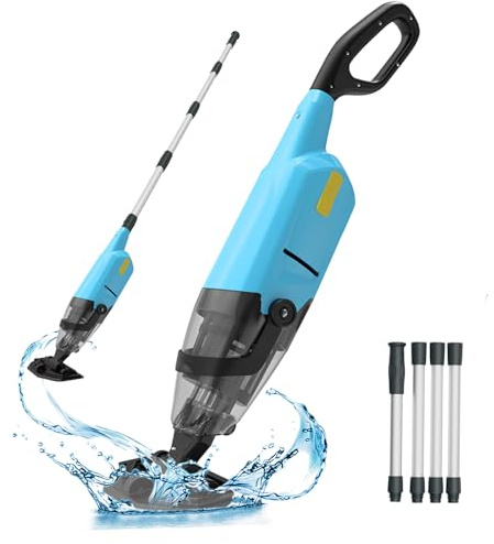 Poolsauger Akku, Kabelloser Poolreiniger Handgerät mit 90 Min Laufzeit, 4088 L/h Starke Saugkraft & Schneller Schmutzentfernung, Pool Bodensauger für Aufstellpool, Einbaupool, Whirlpool & Spa