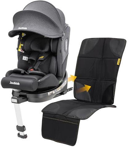 360° i-Size Kindersitz 40-150cm mit ISOFIX, Autositz 360 Drehbar, ab Geburt -12 Jahre,ECE R129 Babyautositz, 12 Kopfstützenpositionen, leichtwaschbar (Schwarz)