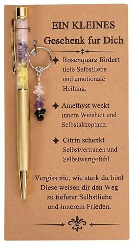 Geburtstagsgeschenk für Frauen, Kristall Stift und Schlüsselanhänger Glücksbringer, Mutmacher, Gute Besserung, Aufmunterung Kleine Geschenke für Beste Mama Freundin Freun Dinnen Kollegin Schwester