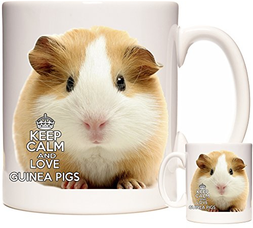 Tasse mit Meerschweinchen-Motiv, Keramik, Aufschrift Keep Calm and Love Guinea Pigs, passende Geschenke erhältlich