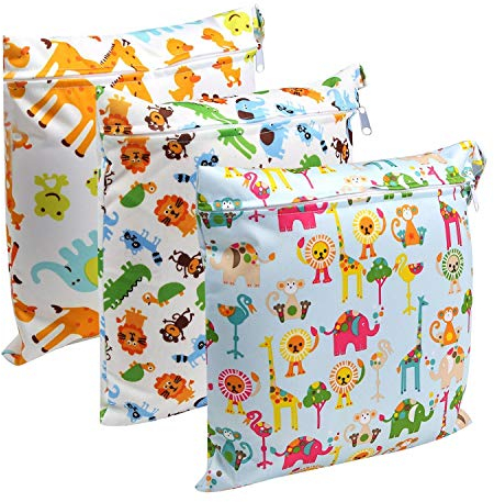 LEADSTAR 3 Stück Windeltasche Wickeltasche Wetbag Nasstaschen Wiederverwendbare Organiser Beutel mit Reißverschluss für Baby Kleinkind