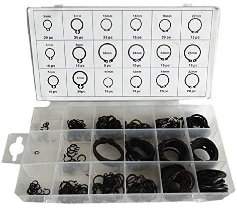 DollaTek 300 Stücke 18 Größen Schwarz Metall Automobil Sicherungsring Snap Ring C-Clip