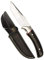 Muela Cuchillo SETTER-11M hoja de acero MoVa de 11 cm y empuñadura de micarta negra para Caza, Pesca, Supervivencia y Bushcraft Realizado en Ciudad Real + Portabotellas de regalo