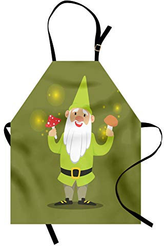 ABAKUHAUS GNOME Tablier, Champignons Vieux Nain, Produit Unisexe avec Col Réglable pour Cuisine et Jardinage, Multicolore