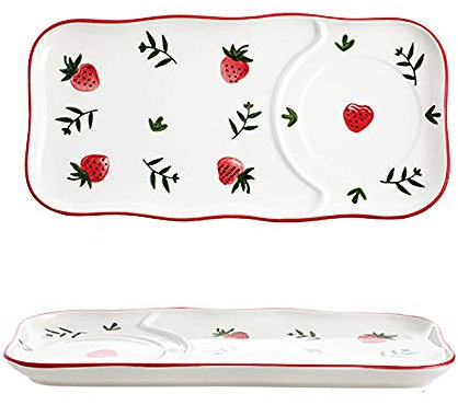 Omenluck - Platos de porcelana pintados a mano para ensalada de frutas y aperitivos