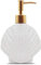 Shell-Shaped Soap Dispenser White Ceramic Lotion Bottle with Golden Matte Pump Home Décor for Bathroom Kitchen