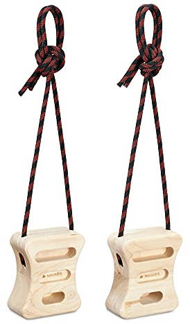 Navaris Kletter Fingergriffe Set - 2X Trainingsgriffe zum Klettern Bouldern - Fingerboard Kletter Boulder Set - Klettergriffe Hangboard aus Holz - Griffbrett Set