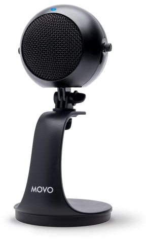 Movo WebMic USB Microphone with Desktop Stand in Black- Cardioid Condenser Computer Microphone for PC and Mac with Mic Gain, Headphone Monitoring- for Gaming, Podcast, Streaming, Video Conferencing