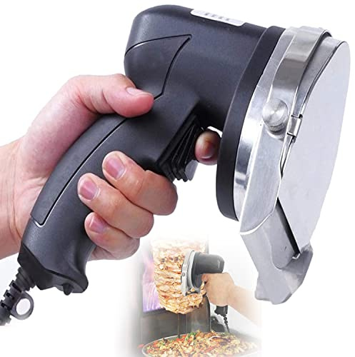 YNITJH Portable Meat Slicer Kebab Meat Slicer Electric Gyro Slicer Kebab Knife Handheld Electric Shawarma Knife with 2 Blades Adjustable Thickness 0-8 mm for Cutting Turkish Kebab Lamb Turkey,corded