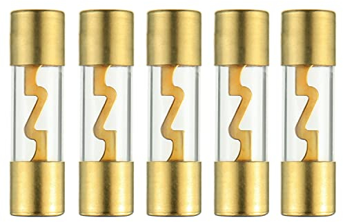 BOJACK 50A AGU Sicherung 50 Amp Auto Automotive Audio Power Sicherheit schützen Glasrohr vergoldet Schutz(5 Stück)