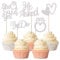 Xsstarmi 30 PCS He Asked She Said Yes Cupcake Toppers Silver Glitter Heart Ring I Do Cupcake Picks Decorations for Wedding Engagement Bridal Shower Theme Party Supplies