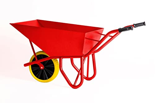 Kelberg Baukarre Steinsetzer 120L BAU-Garten-Hof Schubkarre 2,5 mm Stahl Mulde PU Rad 250 kg Rot 3020
