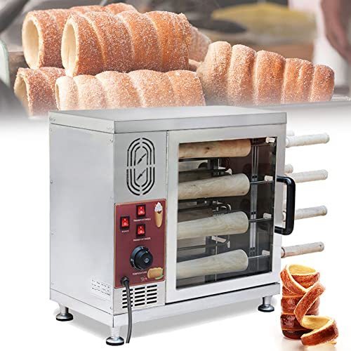 Chimney Bread Roll Grill Maker, 3000W Ice Cream Cone Grill Maker con 2 Tipi di Bastoncini Conici, 8 Pezzi/Ora, tostapane Elettrico per Ristorante Cucina Domestica Snack Bar