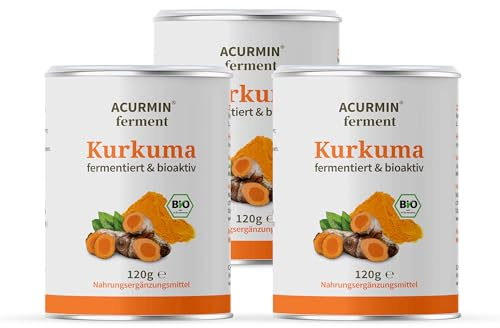 Acurmin Ferment – Fermentiertes Bio-Kurkuma-Pulver – mit postbiotischen Effekten – 1 g Kurkuma-Pulver (3er-Pack)