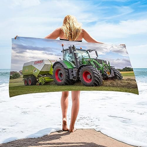 DOTERO Traktor Strandtuch 70x140cm-GrüNen Traktors Bedrucktes Mikrofaser Badetuch Für Jungen Teen Erwachsene Strand Pool Camping (3,70x140cm)